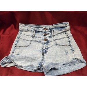 Refuge Denim Shorts size 0 Women's  Blue Stretch Distressed Button Fly Mom